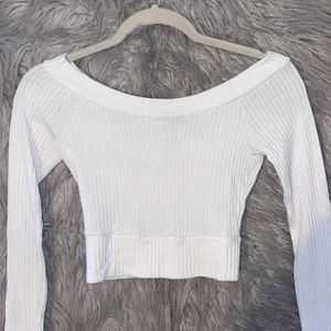long sleeve white crop top
